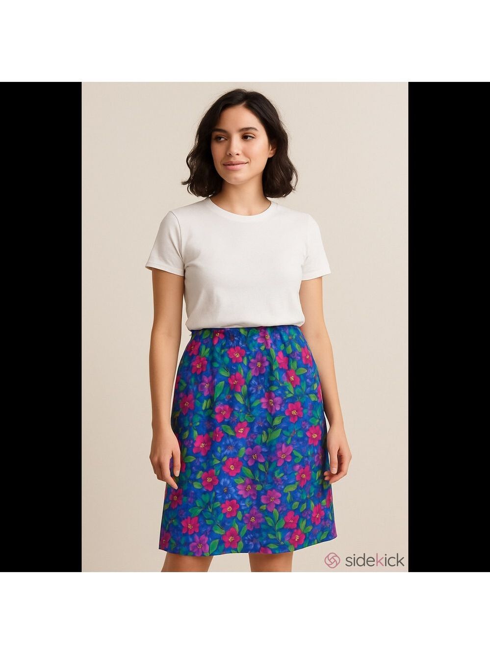 Silk Liz Claiborne Women's Floral Midi Skirt - Vibrant Blue Multicolor size 10